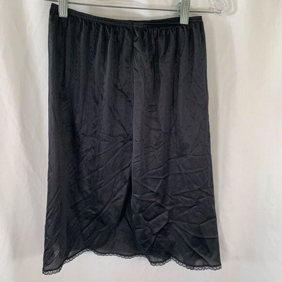 Vintage Vassarette Slip Skirt Women's Medium 22" Black Pull On Elastic Waist - Picture 5 of 6